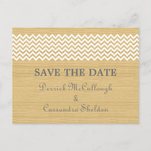 Ivory Rustic Chevron Save the Date Postcard