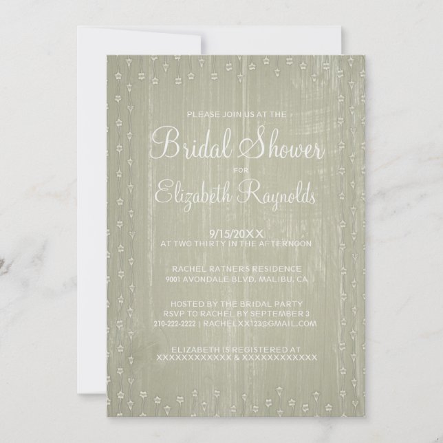 Ivory Rustic Country Bridal Shower Invitations (Front)