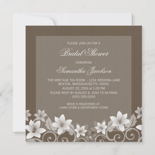 Ivory Rustic Floral Bridal Shower Invite (Front)