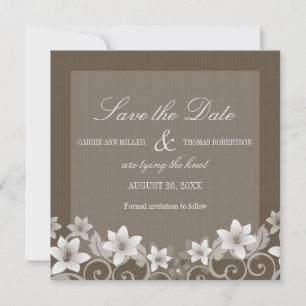Ivory Rustic Floral Save the Date Invite