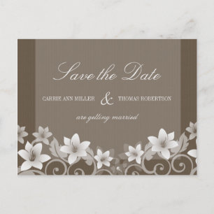 Ivory Rustic Floral Save the Date Postcard