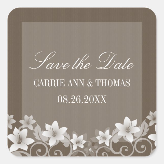 Ivory Rustic Floral Save the Date Stickers (Front)