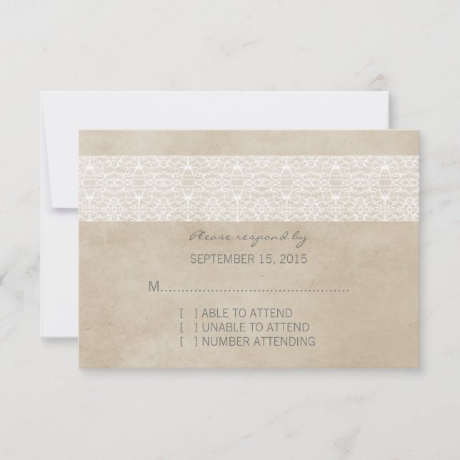 Ivory Rustic Lace Response Card (Front)
