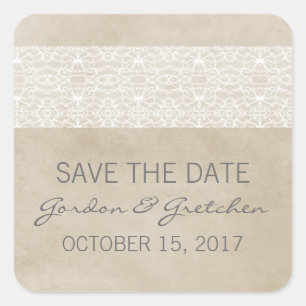 Ivory Rustic Lace Save the Date Stickers