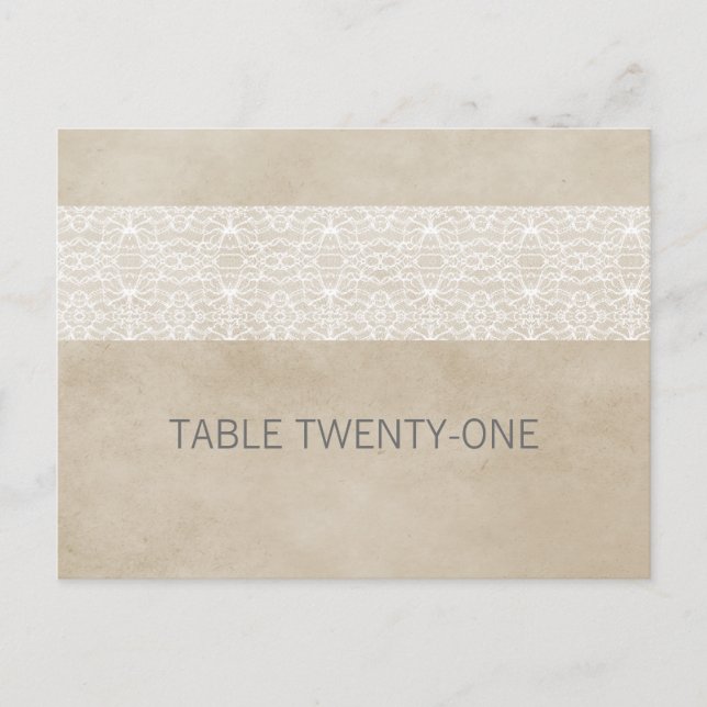 Ivory Rustic Lace Table Number Postcard (Front)