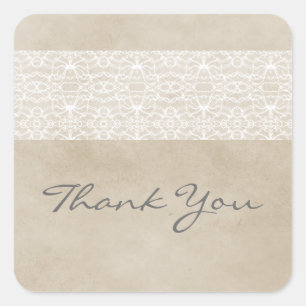 Ivory Rustic Lace Thank You Stickers