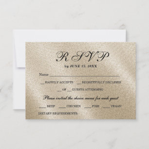 Ivory Rustic Linen Beige Elegant RSVP Reply Card 