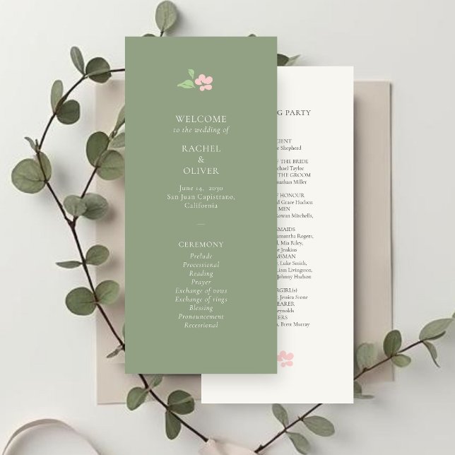 Ivory & Sage | Chic Blush Floral Wedding Program (Creator Uploaded)