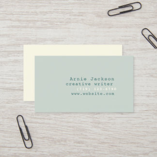 Ivory & Sage Green Minimal Typewriter Font Business Card
