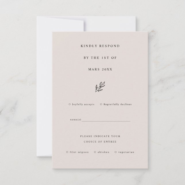 Ivory Sage simple and elegant minimalistic rsvp Card (Front)