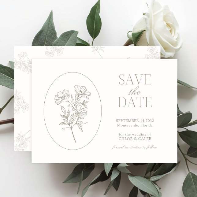 Ivory & Sand | Chic Floral Wedding Save the Date (Creator Uploaded)