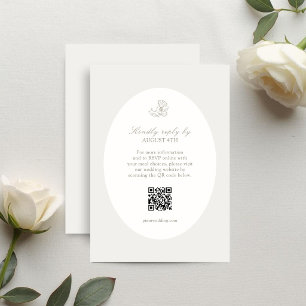 Ivory & Sand   Floral QR Oval Response Card