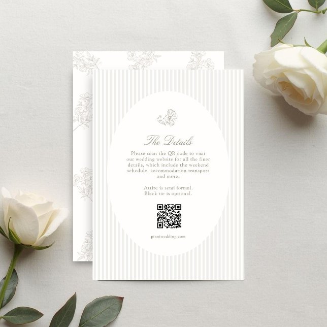 Ivory & Sand | Floral Stripe Oval Response Card (Creator Uploaded)