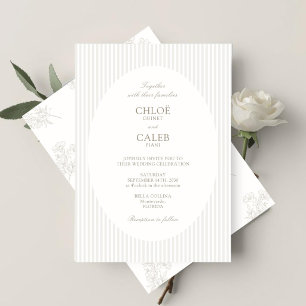 Ivory & Sand   Stripe Botanical Wedding Invitation