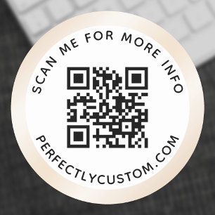 Ivory satin gradient border QR code and text Classic Round Sticker