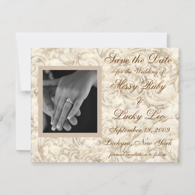 Ivory Save the Date Announcement (Front)