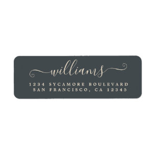 Ivory Script Off-Black Family Return Address Label