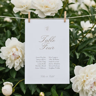 Ivory Script Wedding Guest Table Card Number