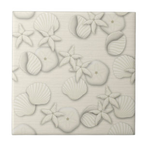 Ivory Seashells Ceramic Tile