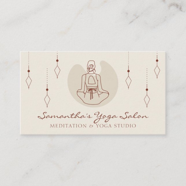 Ivory Secret Geometry Yoga Pilates Gym Trainer Business Card (Front)