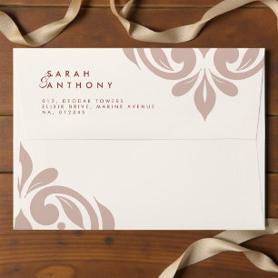 Ivory Sienna Classic Elegant Damask Wedding Envelope