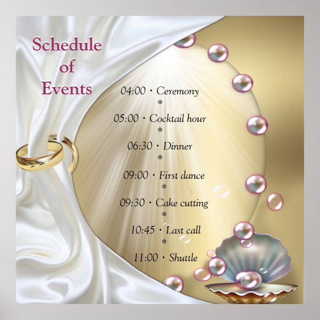 Ivory Silk, Gold Lace & Pearls and Marble Poster (Front)