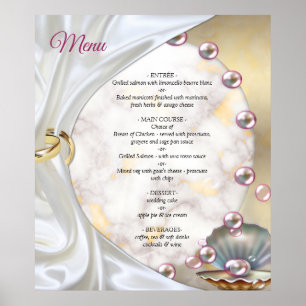 Ivory Silk, Gold Lace & Pearls and Marble Poster