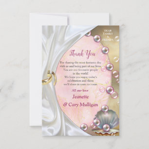 Ivory Silk, Gold Lace & Pearls and Marble Thank You Card