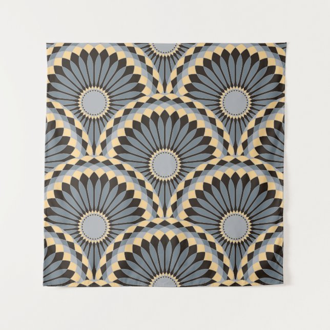 Ivory Silver: Circular Floral Tile. Tapestry (Front)