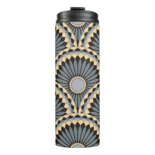 Ivory Silver: Circular Floral Tile. Thermal Tumbler