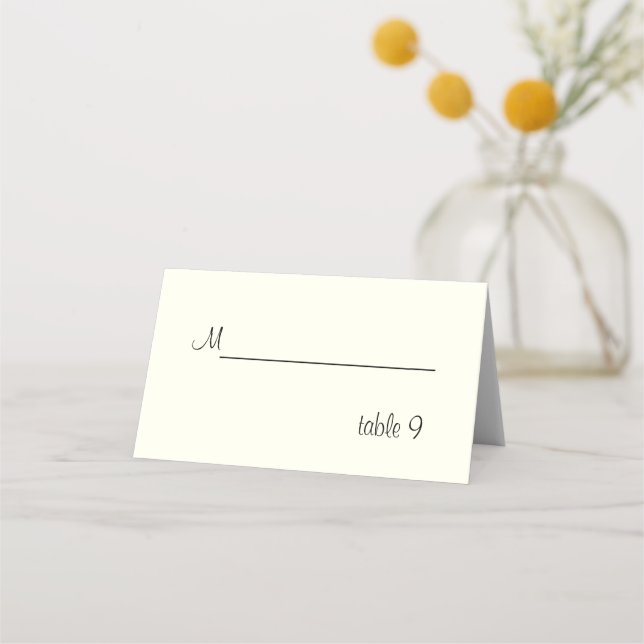 Ivory simple chic wedding place cards (Front)