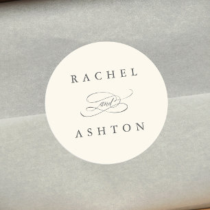 Ivory Simple Elegant Wedding  Classic Round Sticker
