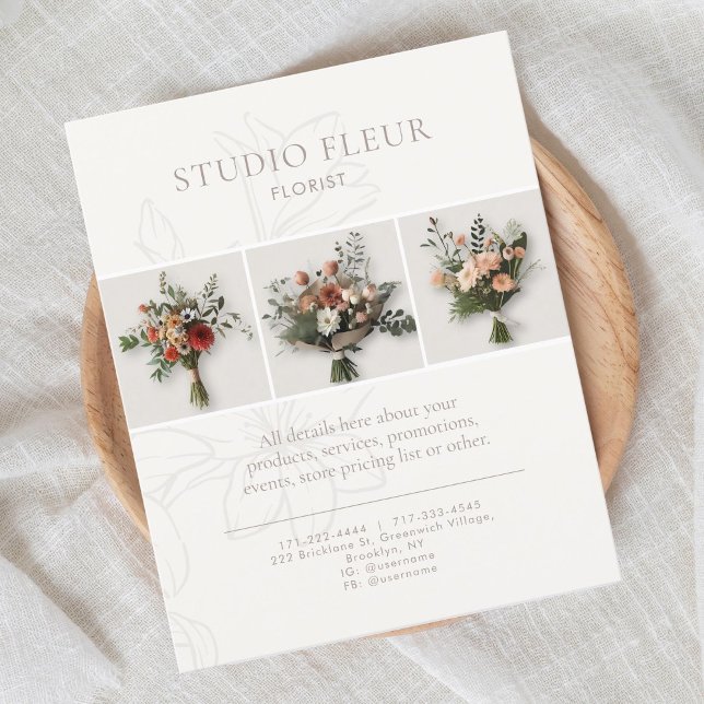 Ivory | Simple Floral Business Marketing Photo Flyer (Creator Uploaded)