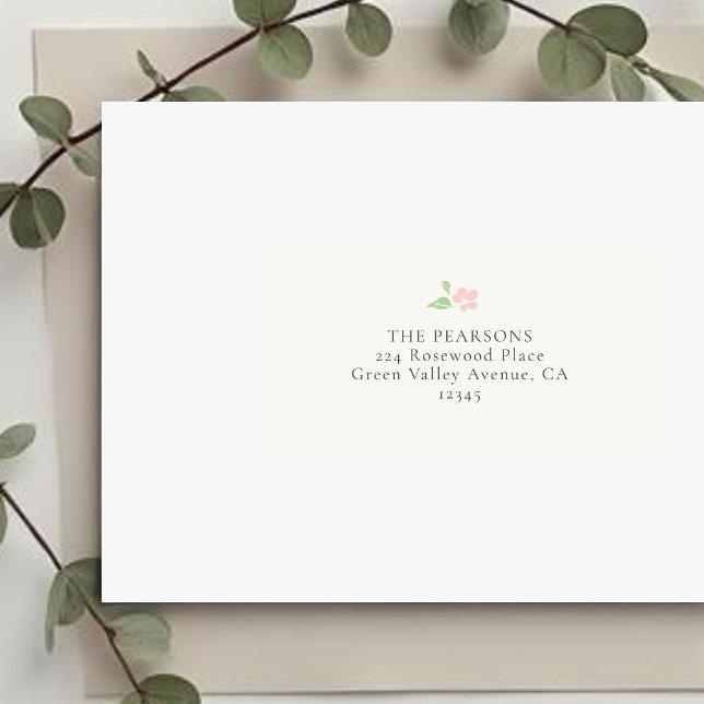 Ivory | Simple Floral Wedding Address Label (Creator Uploaded)