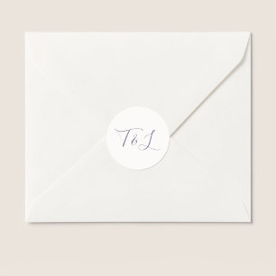 Ivory Simple Minimal Script Initials Wedding Classic Round Sticker
