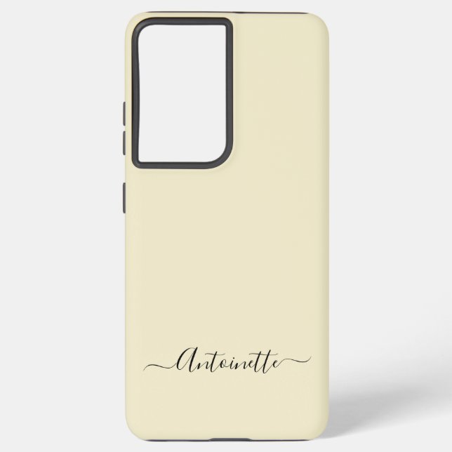 Ivory Simple Minimalist Script Custom Name Samsung Galaxy S21 Ultra Case (Back)