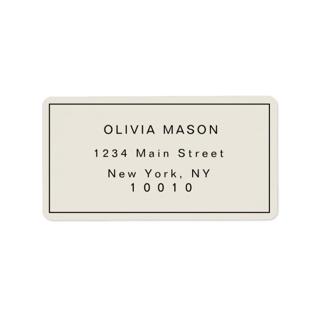 Ivory Simple Modern Return Address Label (Front)
