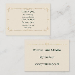 Ivory Small Business Care Tips Insert Card