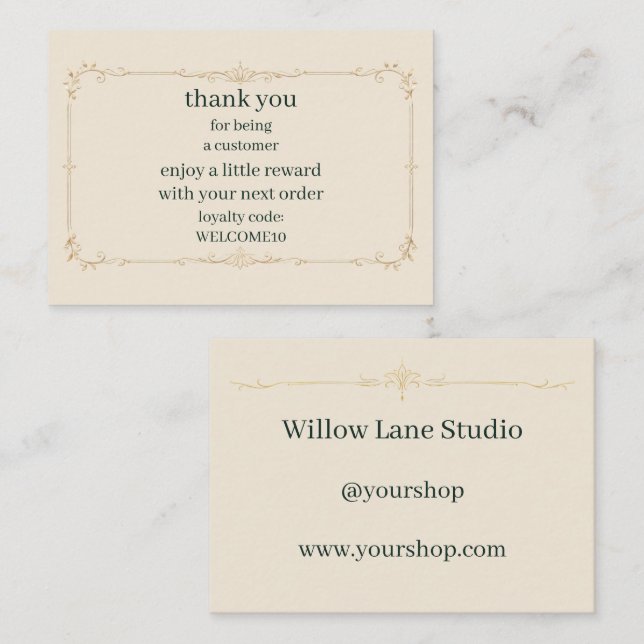 Ivory Small Business Loyalty Reward Insert Card (Front/Back)