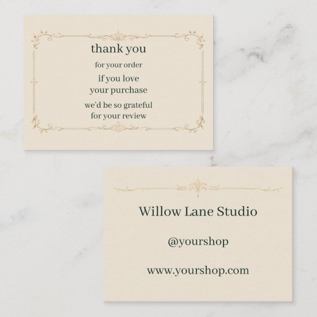 Ivory Small Business Review Request Insert Card (Front/Back)