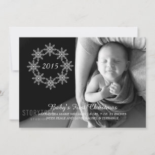 Ivory Snowflake Wreath Holiday Photo Flat Card