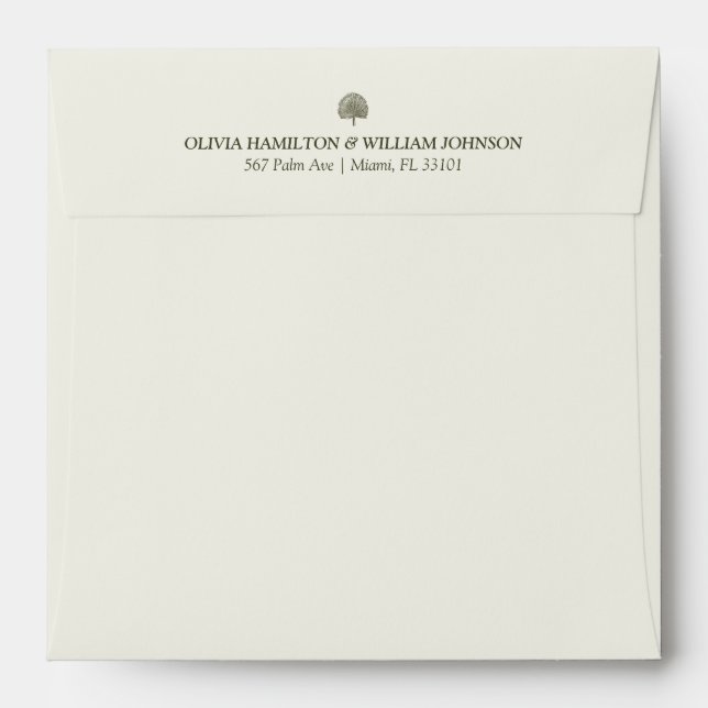 Ivory Square Minimalist Wedding Envelope (Back (Top Flap))