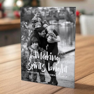 Ivory Starry Making Spirits Bright Holiday Photo Postcard