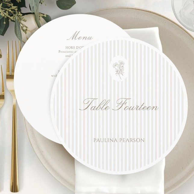 Ivory Stripes  | Minimalist Botanical Wedding Menu (Creator Uploaded)
