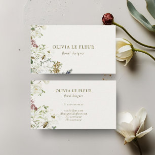 Ivory Stylish Minimal Botanical Business Card