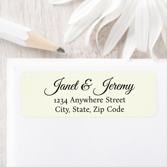 Ivory Stylized Names Wedding Address Return Address Label (Insitu)