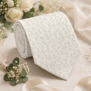 Ivory Subtle Floral Tie