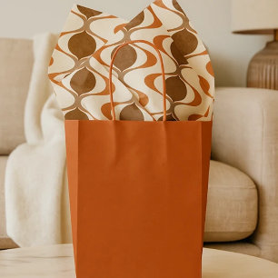 Ivory Tan Brown Burnt Orange Ogee Wave Pattern Tissue Paper