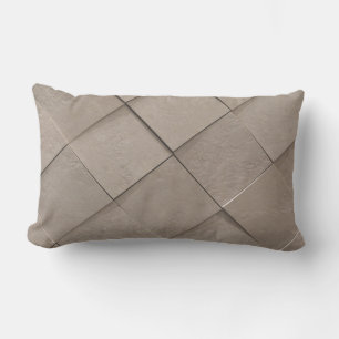 Ivory tan sand beige tile square pattern lumbar cushion