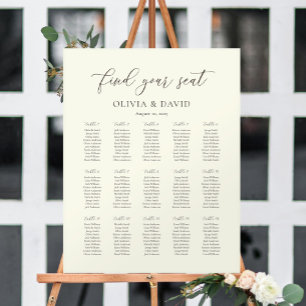 Ivory & Taupe Colour Script 15 table Seating Chart